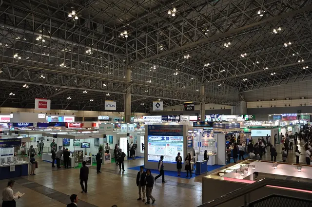 Exhibition booths filling a hall of Makuhari Messe during CEATEC