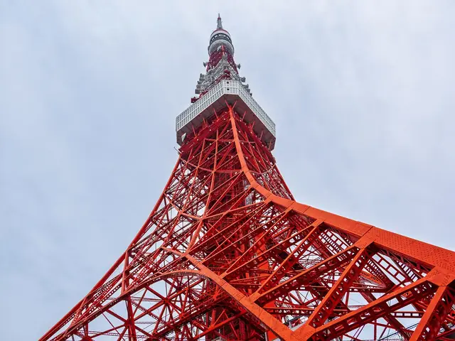 見上げた東京タワーの赤白の鉄骨